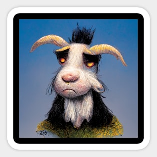 Sad little billy goat - maybe a little gruff. Sticker